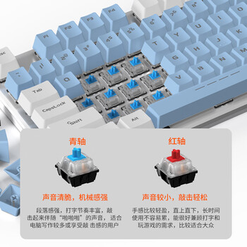 达尔优（dareu）EK815机械合金版机械键盘 有线电竞游戏键盘 87键多键无冲 笔记本电脑键盘 白蓝红轴