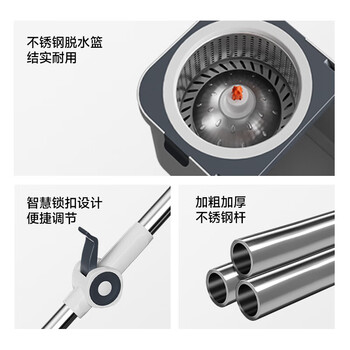 五月花旋转拖把配2布家用拖把省力液压杆布条款免手洗家用拖地神器