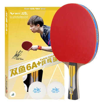 双鱼（DOUBLE FISH）单拍横拍长柄专业训练竞技娱乐全能型杨木双面反胶【6A+C 附2球】