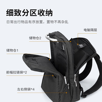 乐上（LEXON）双肩包男士商务笔记本电脑包15.6/16英寸三层大容量书包旅行包815