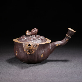 中国古美術・原鉱紫泥荷塘月色紫砂壺・底款：陳鳴遠・紫砂壺・急須・茶壺・茶道・置物 陈鸣远紫砂壶底款价格报价行情- 京东