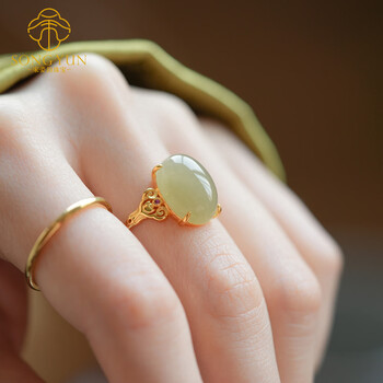 和田玉蛋面戒指价格报价行情- 京东