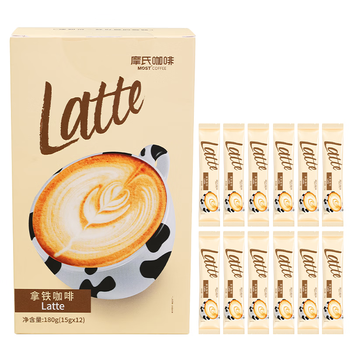 摩氏（MOST）拿铁速溶咖啡粉 即溶奶咖三合一特浓无反式脂肪尝鲜装12条便携
