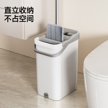 五月花平板拖把33CM杆长127CM2配布刮刮桶免手洗家用懒人吸水墩布拖地