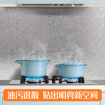 北极熊（Polar bear）铝箔厨房防油贴纸 防水防油防潮耐高温加厚自粘厨房灶台保护墙贴  橘皮纹60cm*5 银色1卷装ALJ6005
