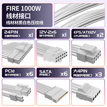 长城（Great Wall）额定1000W F10白色白金牌全模组电源（ATX3.1标准/原生PCIe5.1/自动启停/全电压/闪电加速）