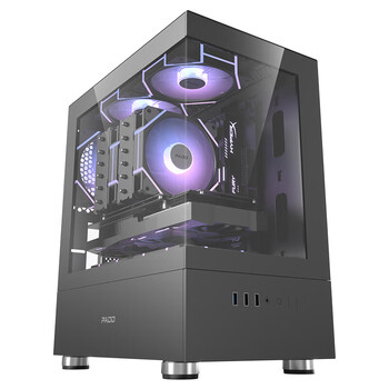 半岛铁盒（PADO）毕方mini 黑色海景房 M-ATX 台式机电脑主机箱（无A柱/双面钢化玻璃/前置IO接口） 