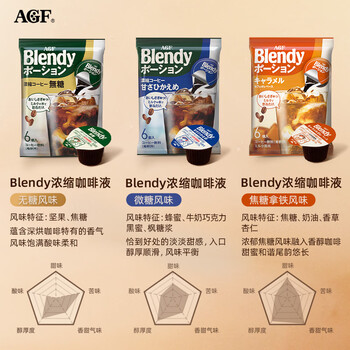 AGFBlendy【无蔗糖】咖啡浓缩液胶囊18g*6枚冷萃美式提神原装进口