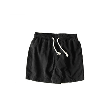 潮牌男纯色冲浪平角游泳裤三分裤游泳短裤 黑色 xs