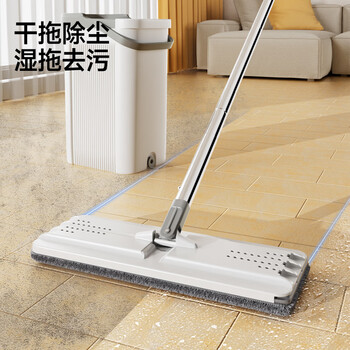 五月花平板拖把33CM杆长127CM2配布刮刮桶免手洗家用懒人吸水墩布拖地