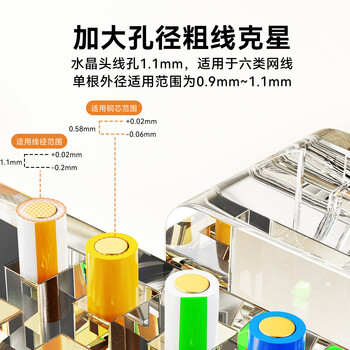 毕亚兹  六类屏蔽水晶头 6类千兆网络接头 工程级RJ45电脑网线连接头 Cat6镀金水晶头 30个