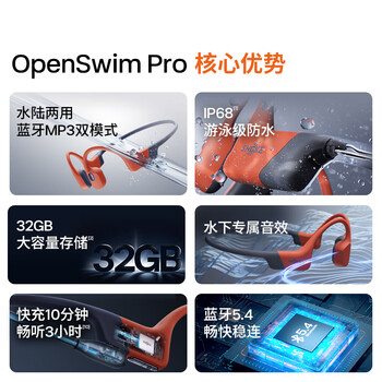 韶音(SHOKZ)OpenSwim Pro骨传导蓝牙耳机无线运动耳机开放式 游泳跑步骑行不入耳 珊瑚海 韶音(SHOKZ)OpenSwim Pro骨传导蓝牙耳机无线运动耳机开放式 游泳跑步骑行不入耳 珊瑚海
