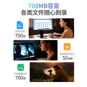 联想（Lenovo）CD-R 光盘/刻录盘 52速700MB 办公系列 桶装50片 空白光盘