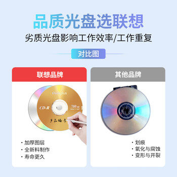 联想（Lenovo）CD-R 光盘/刻录盘 52速700MB 办公系列 桶装50片 空白光盘