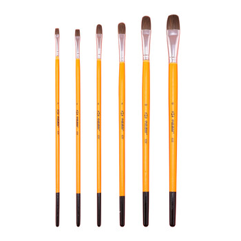 中盛画材 水粉笔狼毫6支排笔画笔套装丙烯水彩油画颜料专用笔平头笔美术绘画用品专用画具画材儿童 速写 马克笔绘画