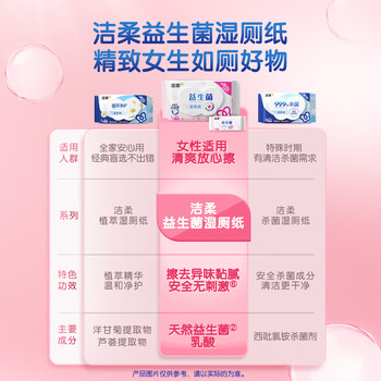 洁柔湿厕纸便携装益生菌7片*8包超迷你洁厕湿纸巾厕纸湿巾搭配卷纸