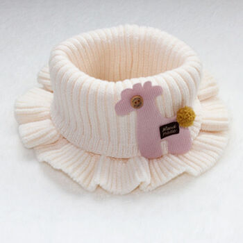 儿童围巾宝宝毛线针织保暖围脖男女童可爱秋冬季套头防风婴儿脖套 奶