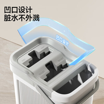 五月花平板拖把33CM杆长127CM2配布刮刮桶免手洗家用懒人吸水墩布拖地