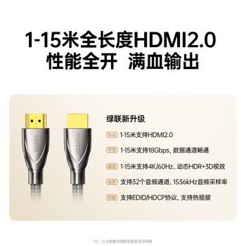 绿联HDMI线 4K数字高清线 3D视频线 笔记本电脑机顶盒连接电视投影仪显示器数据连接线2米50108