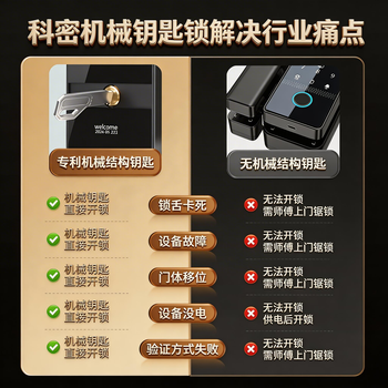 科密(comet)玻璃门指纹锁门禁智能电子密码锁办公室玻璃门锁免开孔布线蓝牙 小程序考勤 COM-K19A