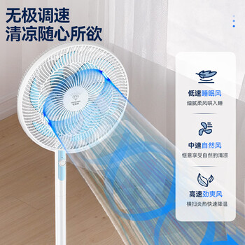 钻石牌电风扇家用落地扇【1级能效+直流变频+纯铜电机】立式摇头扇无极变速调控强劲风力轻音DFS-ZGM07z