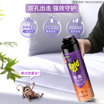 雷达（Raid）杀虫剂喷雾 550ml*2瓶 香甜橙花香型家用室内杀蟑 杀虫气雾剂
