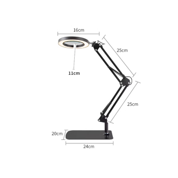 化科台式放大镜带LED冷暖灯高清高倍阅读灯维修用台灯电子焊接鉴定用工作台 塑胶大底座30X三色无极调光防尘