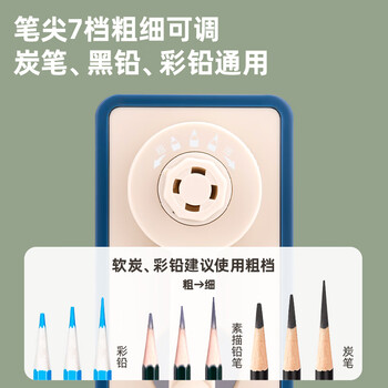 得力（deli）美术削笔机素描炭笔专用削笔器7档粗细可调自动进笔卷笔刀/削笔器/转笔刀 学生文具生日六一礼物