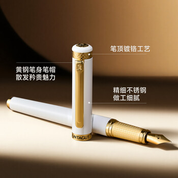 梦特娇（MONTAGUT）【马年礼物】钢笔签字笔美工笔送老师书签墨囊高端商务送礼套装学生钢笔永恒系列白色