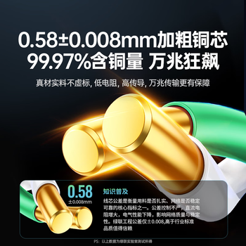 绿联超六类双屏蔽网线【0.58±0.008mm纯铜线芯】CAT6A万兆网线抗干扰 网络POE监控工程家装箱线 50米