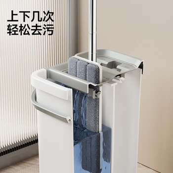 五月花平板拖把33CM杆长127CM2配布刮刮桶免手洗家用懒人吸水墩布拖地