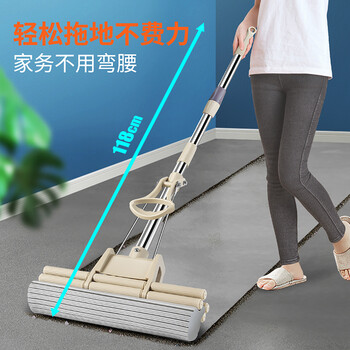 百家好世胶棉拖把27cm2头家用一拖净免手洗2025滚轮挤水可伸缩吸水托把