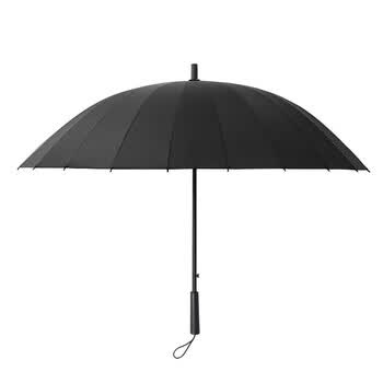 Cmon防风雨伞长柄伞双人大号商务防风伞男户外雨伞 16骨直杆伞黑色