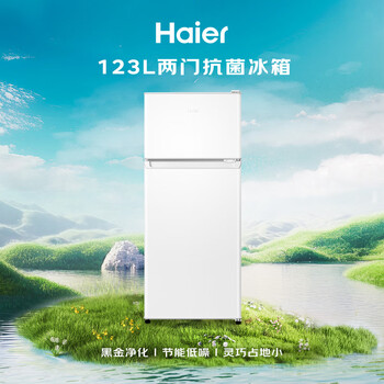 海尔（Haier）123L两门小户型冰箱二级能效黑金净化三档可调白色BCD-123GHTMZ0WV