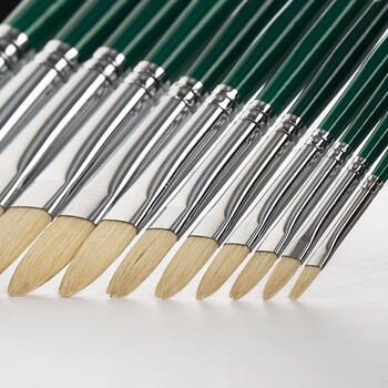 HWAHONG华虹画笔808系列油画笔水彩水粉丙烯画笔韩国猪鬃油画笔美术专用圆头长杆4号