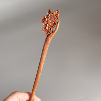 韩莱缇(hlt)网红一鹿有你桃木发簪成品旗袍汉服鹿角簪子配饰 木兰花