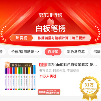 得力（deli）彩色可擦白板笔套装 儿童学生马克笔水彩笔涂鸦绘画办公会议家庭教学12色S531 儿童节礼物