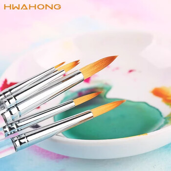HWAHONG华虹画笔368系列尼龙圆头水彩笔水晶杆水粉笔韩国勾线笔丙烯油画笔漫画插画笔0号画画笔