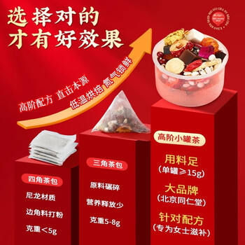 同仁堂阿胶人参玫瑰茶红黑糖红枣枸杞桂圆茶补气血女性滋补品养生茶450g