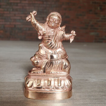 工芸品 蓮花生大師像 銅製 密教上品 旧家蔵出 供養品 銅製・金鍍・