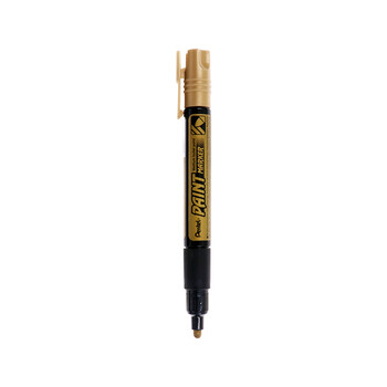 派通（Pentel ）彩色圆头油漆笔 防水速干记号笔粗头大字广告笔MMP20 金色单支装