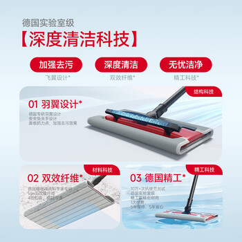 微力达平板拖把36cm夹布1杆1布顺易洁一拖净纤维夹布拖把吸水除污墩布