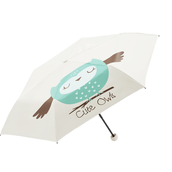 天堂 防晒遮阳伞三折伞 萌趣可爱学生伞黑胶防晒晴雨伞 猫头鹰