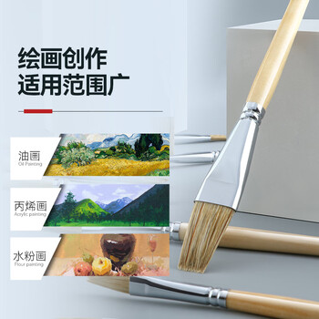 中盛画材(transon)油画笔 单支猪鬃平头水粉油画丙烯颜料专用画笔排笔 绘画手绘墙绘毛笔工具美术生5号美术写生 中盛画材(transon)油画笔 单支猪鬃平头水粉油画丙烯颜料专用画笔排笔 绘画手绘墙绘毛笔工具美术生5号美术写生