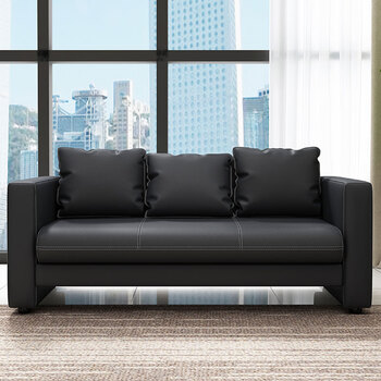 隆旭 办公沙发办公室简约会客接待沙发商务皮沙发 西皮三人位