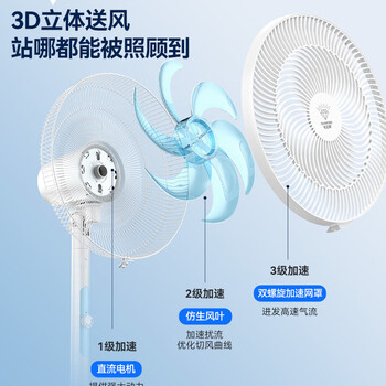钻石牌电风扇家用落地扇【1级能效+直流变频+纯铜电机】立式摇头扇无极变速调控强劲风力轻音DFS-ZGM07z