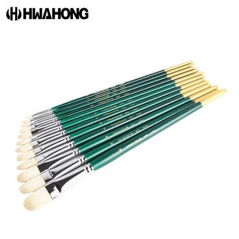 HWAHONG华虹画笔808系列油画笔水彩水粉丙烯画笔韩国猪鬃油画笔美术专用圆头长杆4号