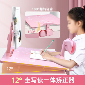 递乐 坐姿矫正器12度斜面写字板倾斜书写架带阅读架桌面斜板小学生防低头防驼背书桌面款神器 899蓝色