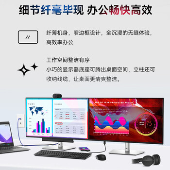 戴尔（DELL）电脑办公显示器 4K高清 27英寸显示屏 IPS屏防蓝光 100Hz 微边框Type-C 90W 旋转升降 P2725QE