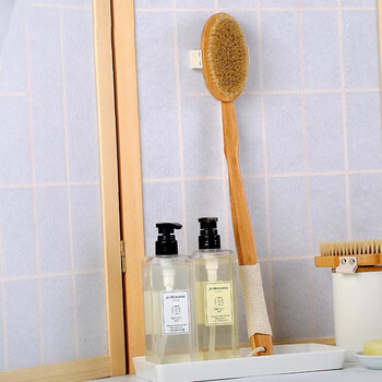 翡悦洗澡刷搓背刷 搓澡神器后背沐浴刷长柄可拆卸刷硬毛软毛猪鬃毛刷